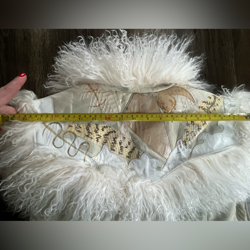 Vintage Char and Sher Designs Suede, Mixed Leather, and Mongolian Lamb Fur Vest - Picture 4 of 8